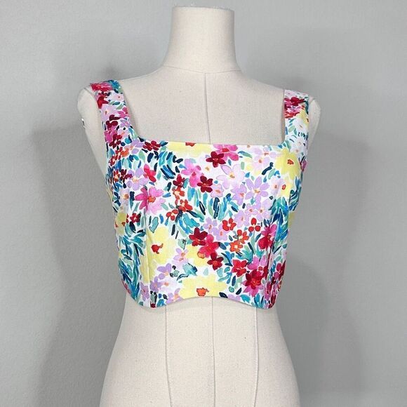 NWT Yellow The Label Midsummer Tank Top Floral S Cottage Boho ASO Housewives - Picture 1 of 9